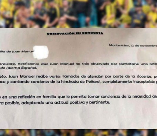 Un nene en una escuela uruguaya fue reprendido por alentar a su equipo