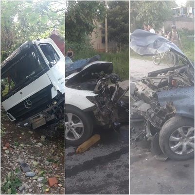 Múltiple choque entre un camión y dos autos en Villa Carmela