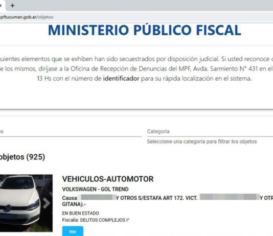 Víctimas de estafas con vehículos podrán consultar en el sitio web del MPF