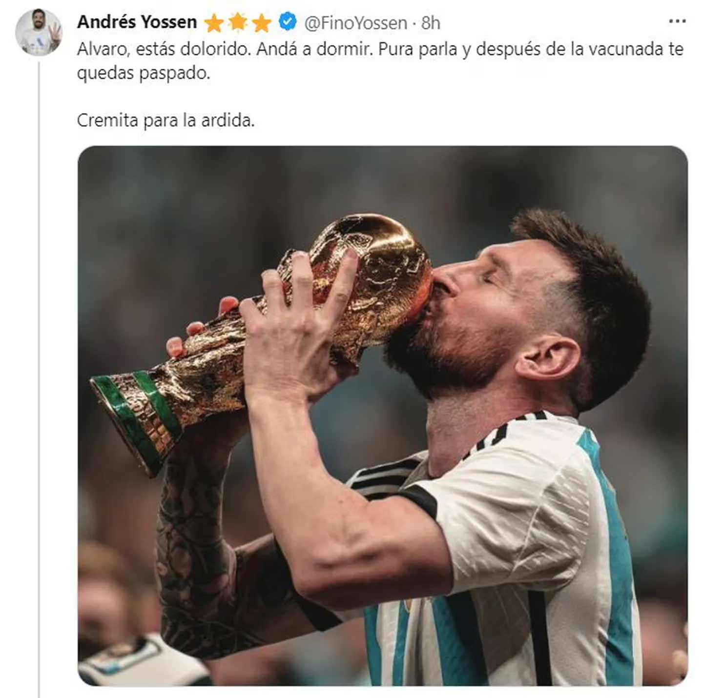 tweet de fans de messi en respuesta a alvarez
