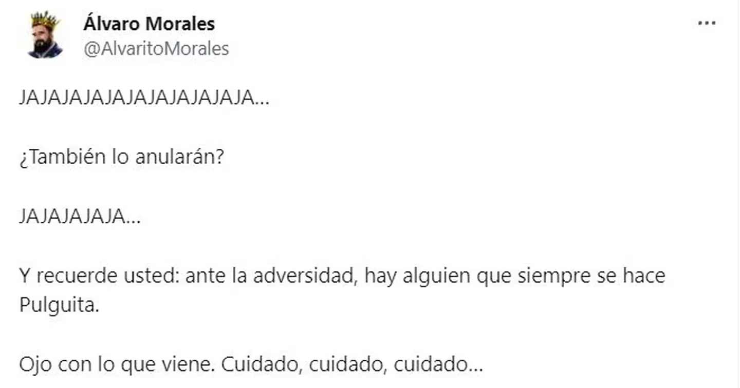 Twit de alvaro morales