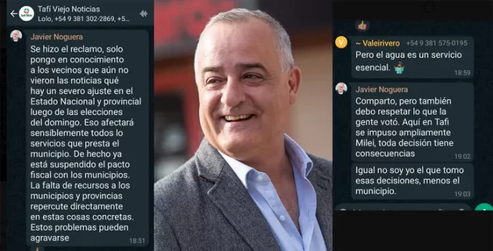 javier noguera tafi viejo whatsapp Javier noguera culpa a milei por los cortes de luz