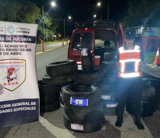 Secuestran 40 neumáticos que eran trasladados sin aval aduanero