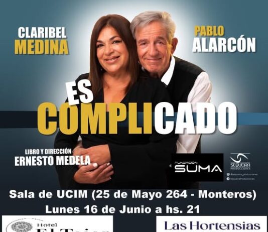 Claribel Medina y Pablo Alarcón actuarán el lunes en Monteros con la obra «Es complicado»