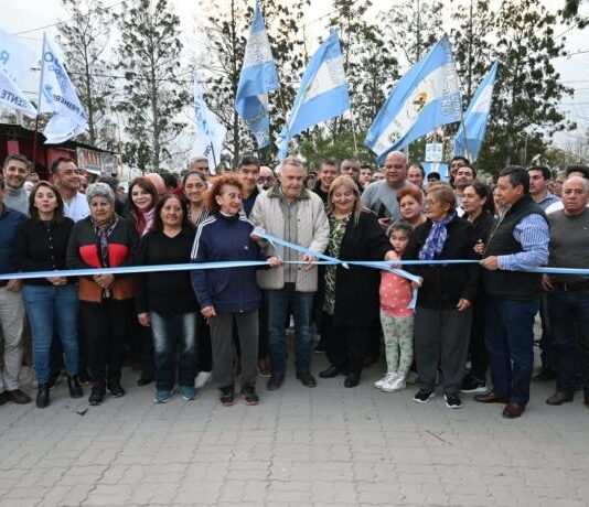 Jaldo inauguró obras de iluminación y pavimento en la comuna de Arcadia