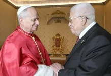 León XIV se reunió por primera vez con el presidente palestino