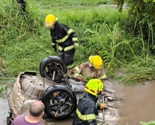 Choque, vuelco y muerte en la ruta 38: el auto terminó dentro de un canal de desagüe