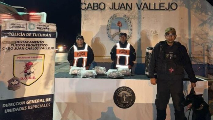 Secuestran más de cinco kilos de marihuana y una mujer