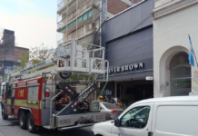 principio de incendio en un bar de Buenos Aires y Las Piedras